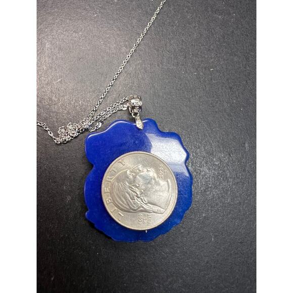 NEW Blue Jade dragon sterling silver pendant and chain - Picture 5 of 12